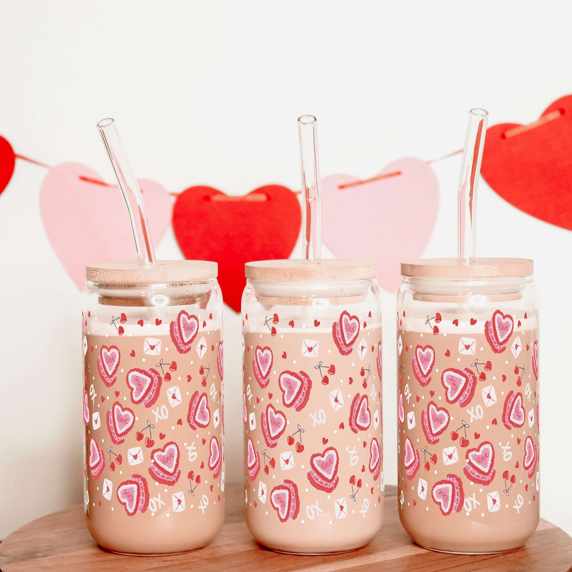 Valentine's Day Heart Cakes Can Cup With Lid and Straw from Sip Sip Hooray – Mugs
