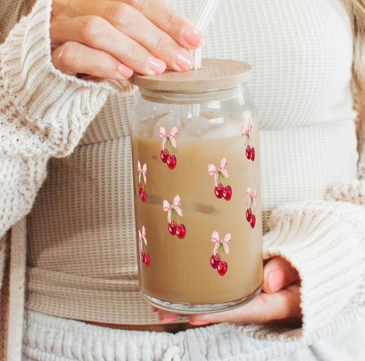 Vintage Cherry Bows Cup With Lid and Straw from Sip Sip Hooray – Drinkware