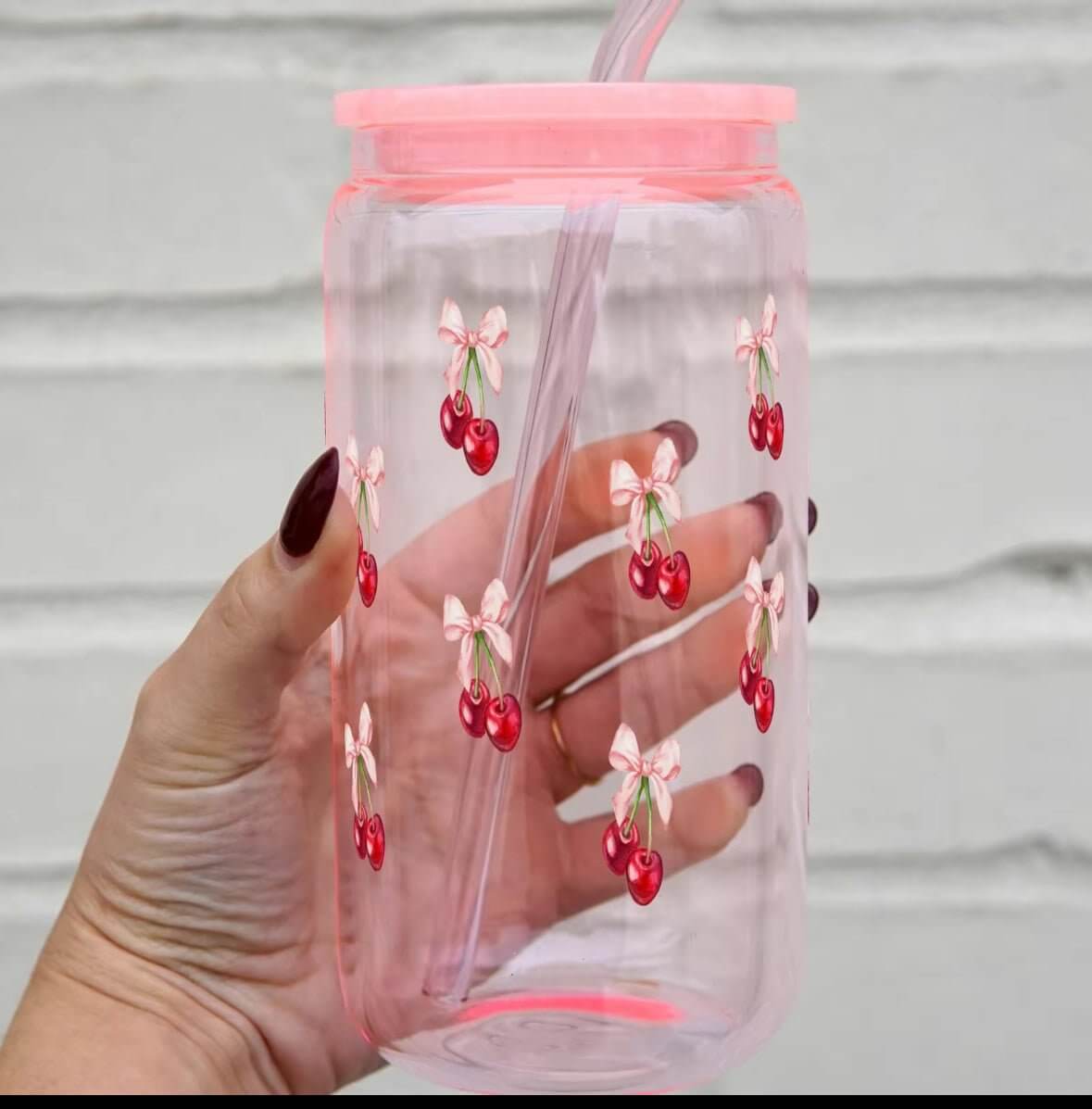 Vintage Cherry Bows Cup With Lid and Straw from Sip Sip Hooray – Drinkware