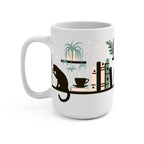 Book Shelves With Kitty and Plants Glass Cup, Mug & Tumbler with Lid and Straw