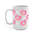 Valentine's Day Pink Donut Heart Glass Cup, Mug & Tumbler with Lid and Straw