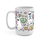 Valentine's Day Candy Hearts Ghostie Glass Cup, Mug & Tumbler with Lid and Straw