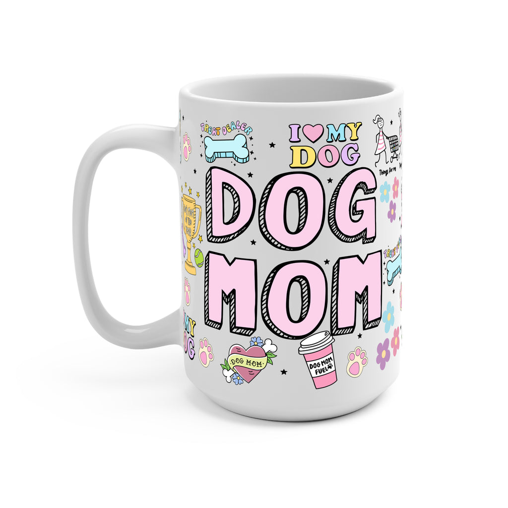 Dog Mom Doodles Glass Cup, Mug & Tumbler with Lid and Straw