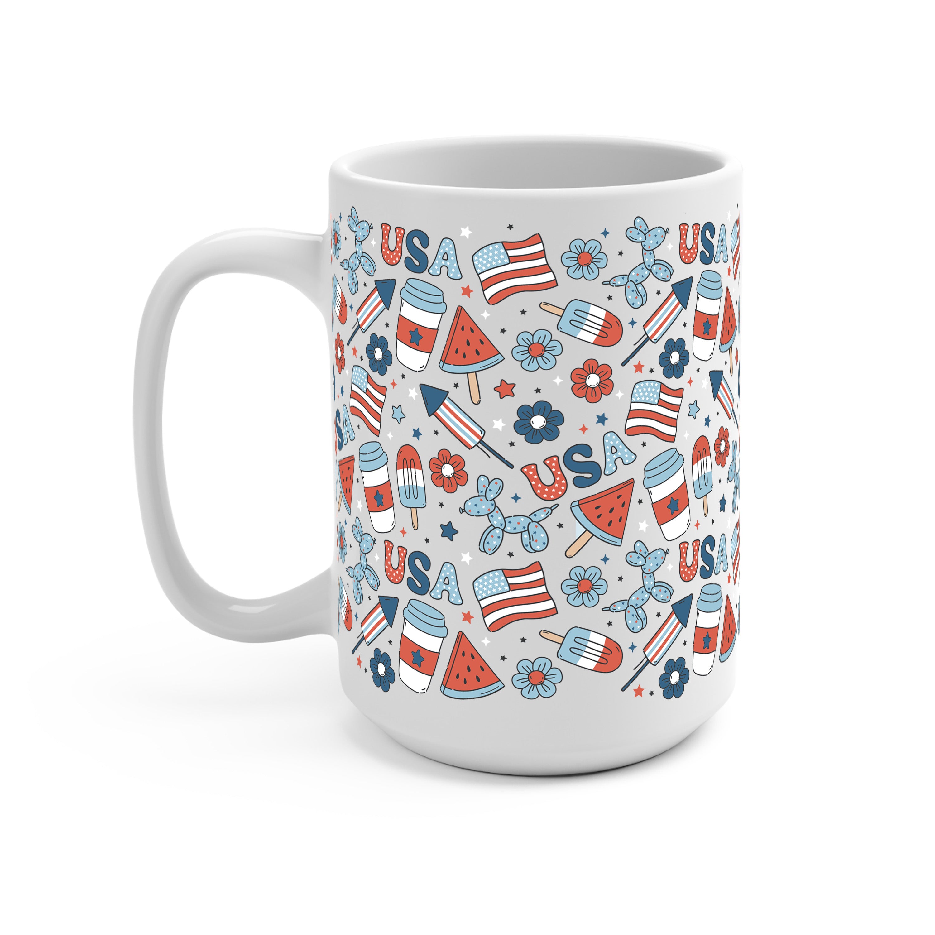 Patriotic Summer Vibes Glass Cup, Mug & Tumbler with Lid and Straw