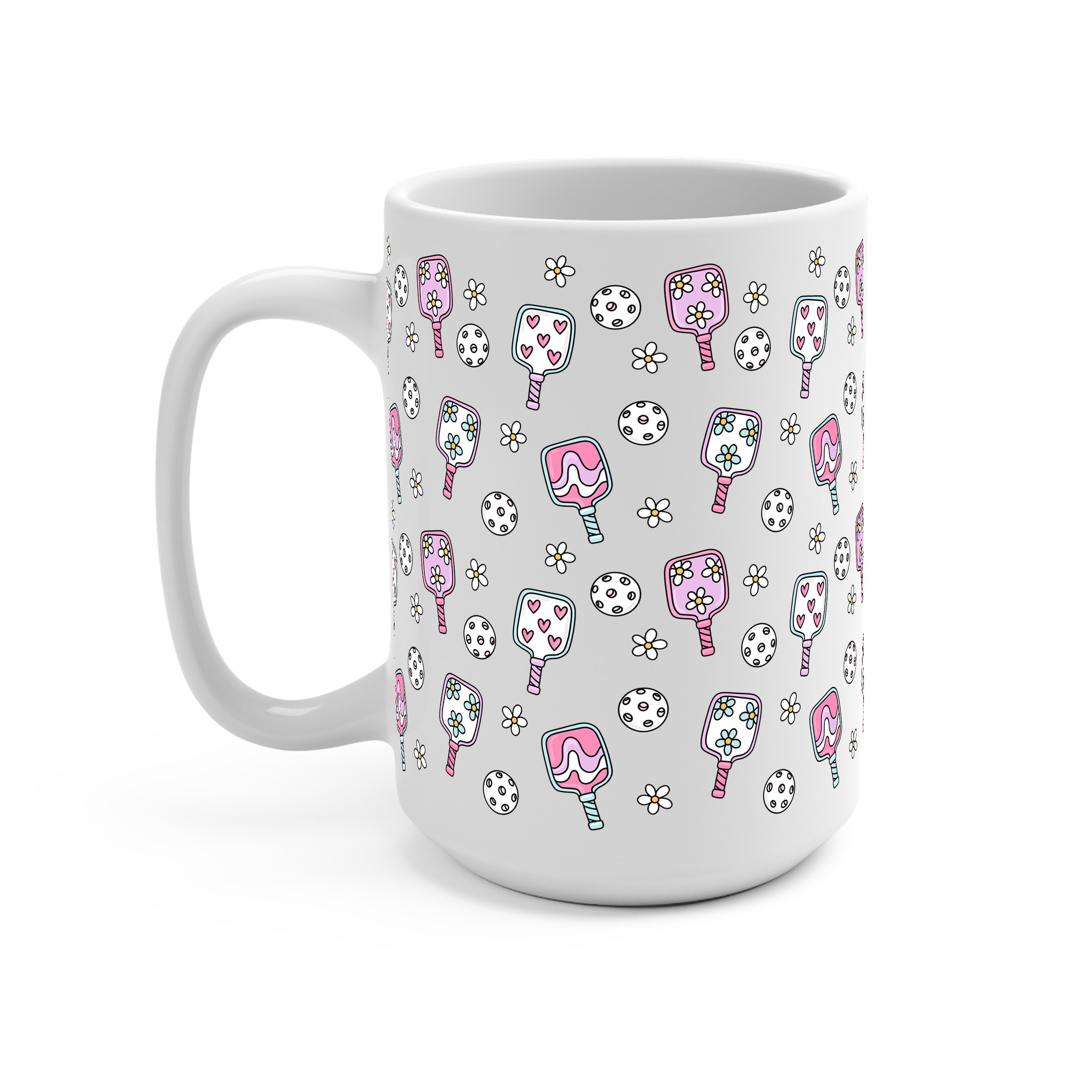 Floral Pickleball Glass Cup, Mug & Tumbler with Lid and Straw