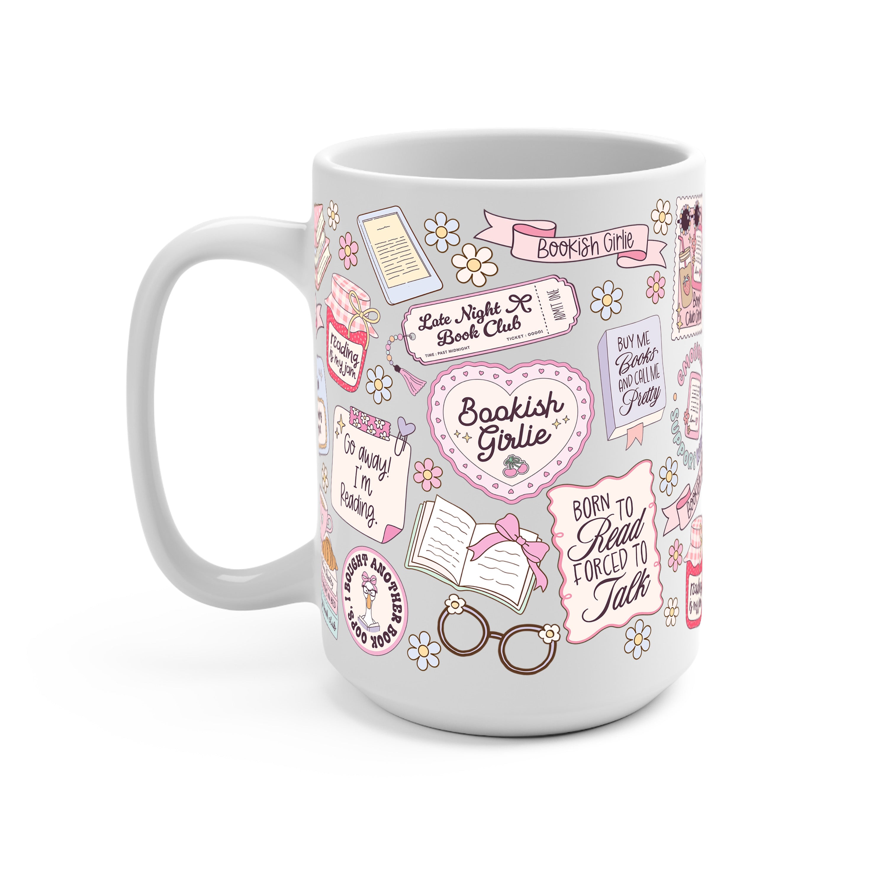 Bookish Girly Glass Cup, Mug & Tumbler with Lid and Straw
