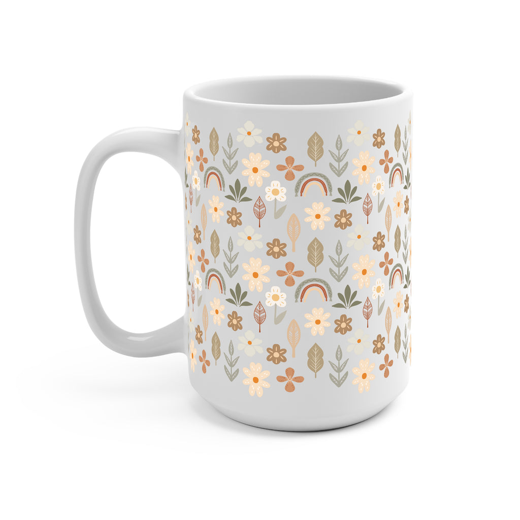 Neutral Wildflowers Glass Cup, Mug & Tumbler with Lid and Straw