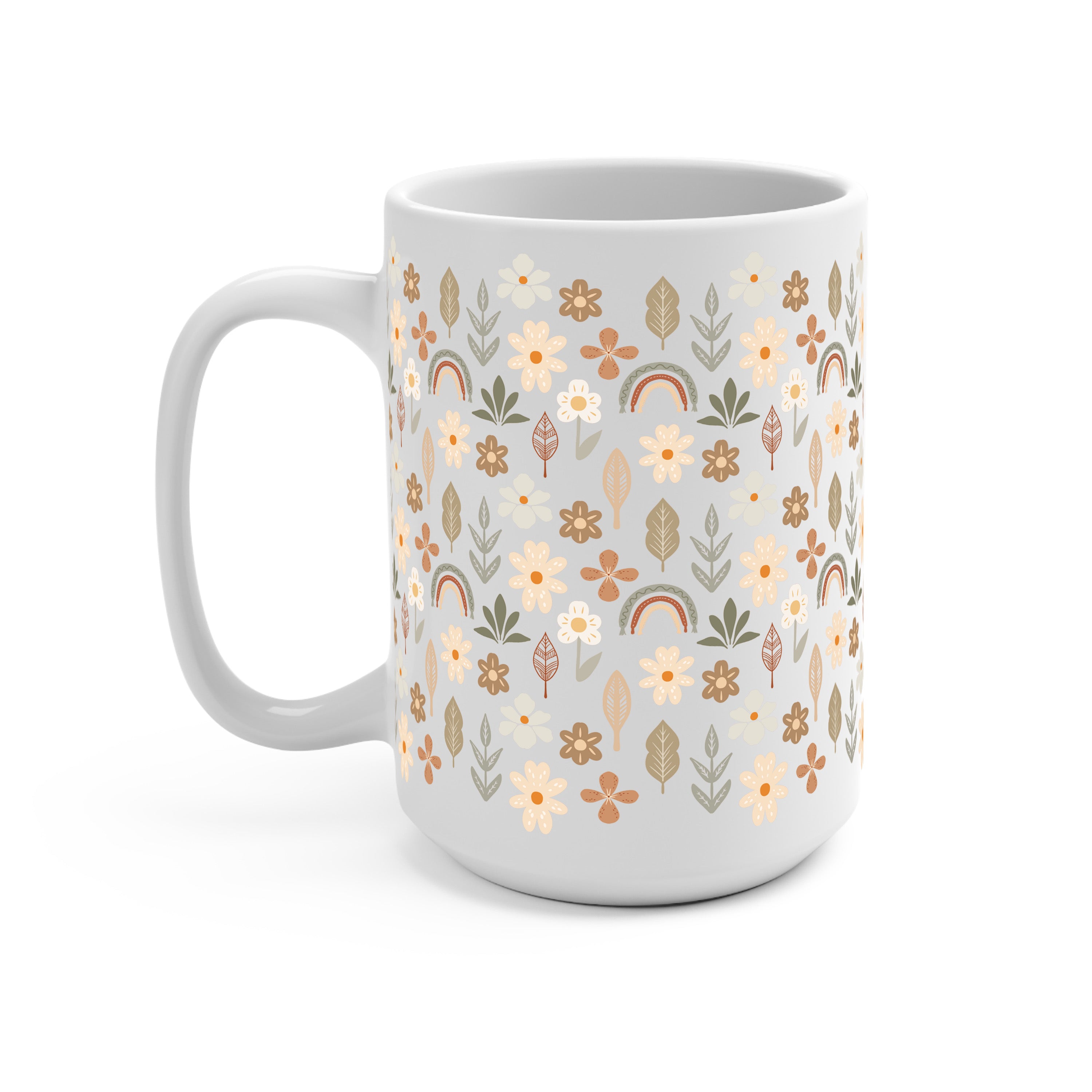 Neutral Wildflowers Glass Cup, Mug & Tumbler with Lid and Straw