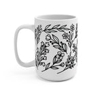 Black Floral Botanical Glass Cup, Mug & Tumbler with Lid and Straw