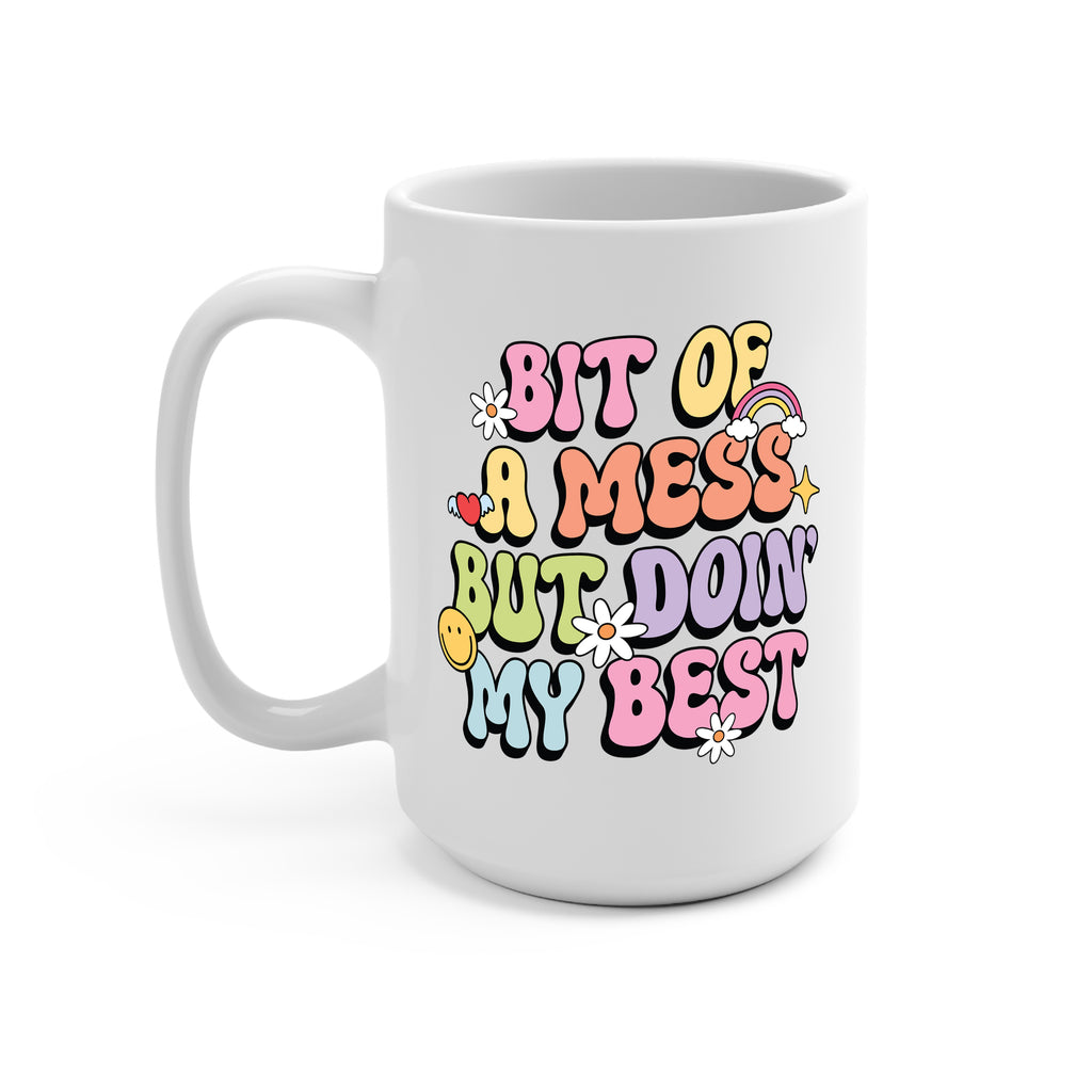 Bit Of A Mess Glass Cup, Mug & Tumbler with Lid and Straw