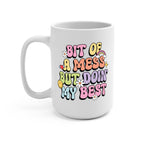 Bit Of A Mess Glass Cup, Mug & Tumbler with Lid and Straw