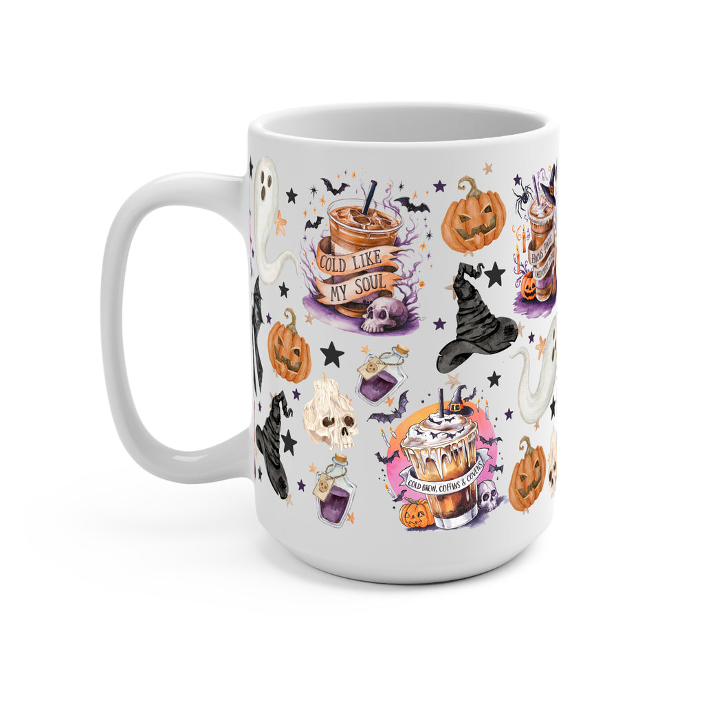 Halloween Fall Coffees Glass Cup, Mug & Tumbler with Lid and Straw