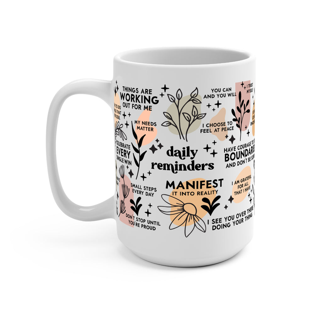 Daily Reminders Affirmations Glass Cup, Mug & Tumbler with Lid and Straw