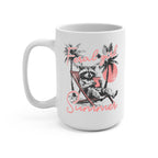 Feral Girl Summer Raccoon Glass Cup, Mug & Tumbler with Lid and Straw