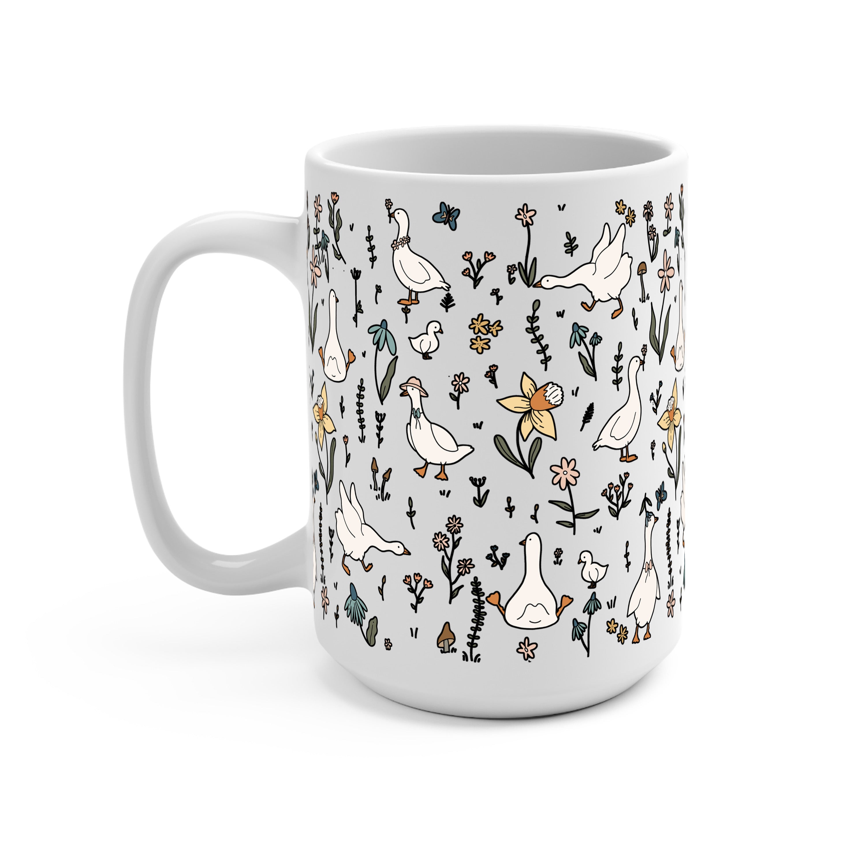 Cottage Garden Geese Glass Cup, Mug & Tumbler with Lid and Straw