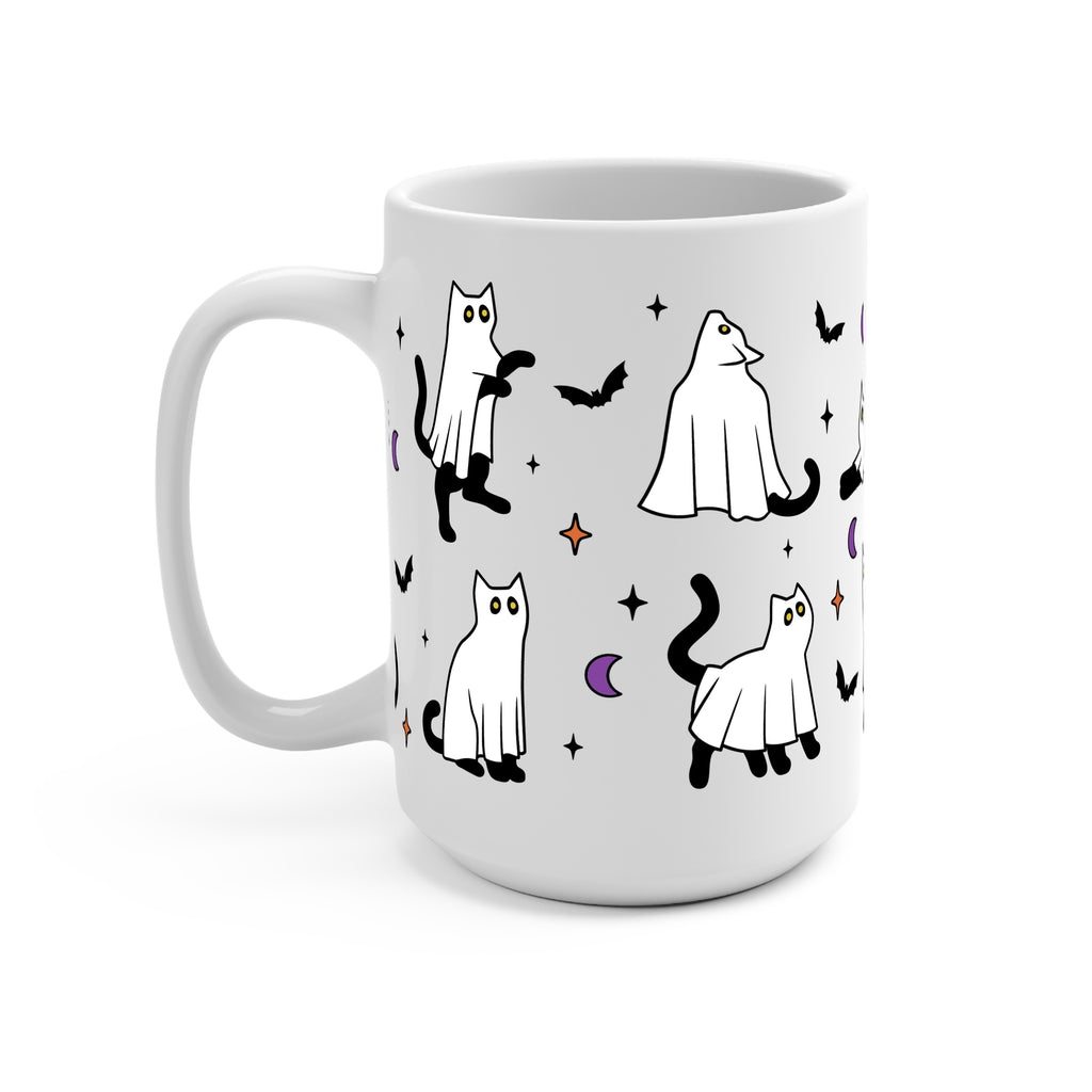 Ghost Cat Glass Cup, Mug & Tumbler with Lid and Straw