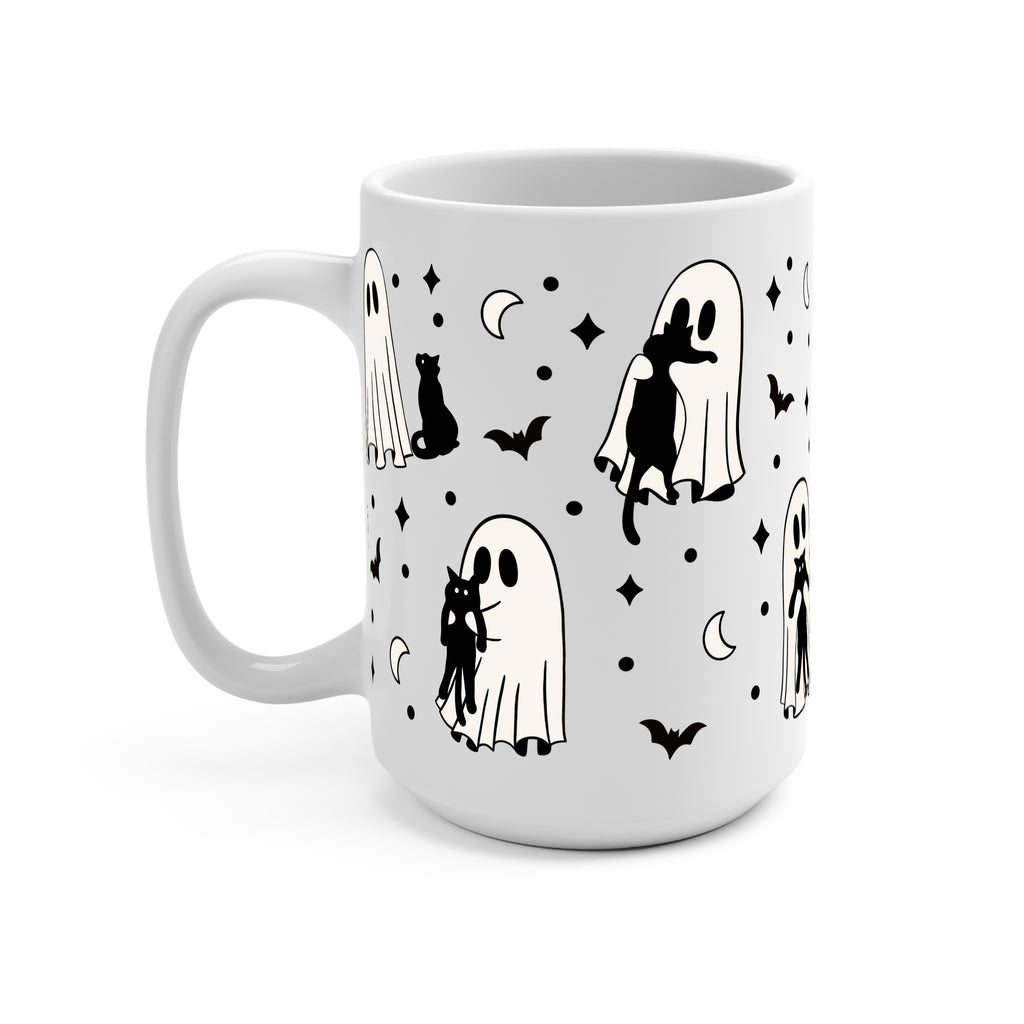 Ghost Holding Cats Glass Cup, Mug & Tumbler with Lid and Straw