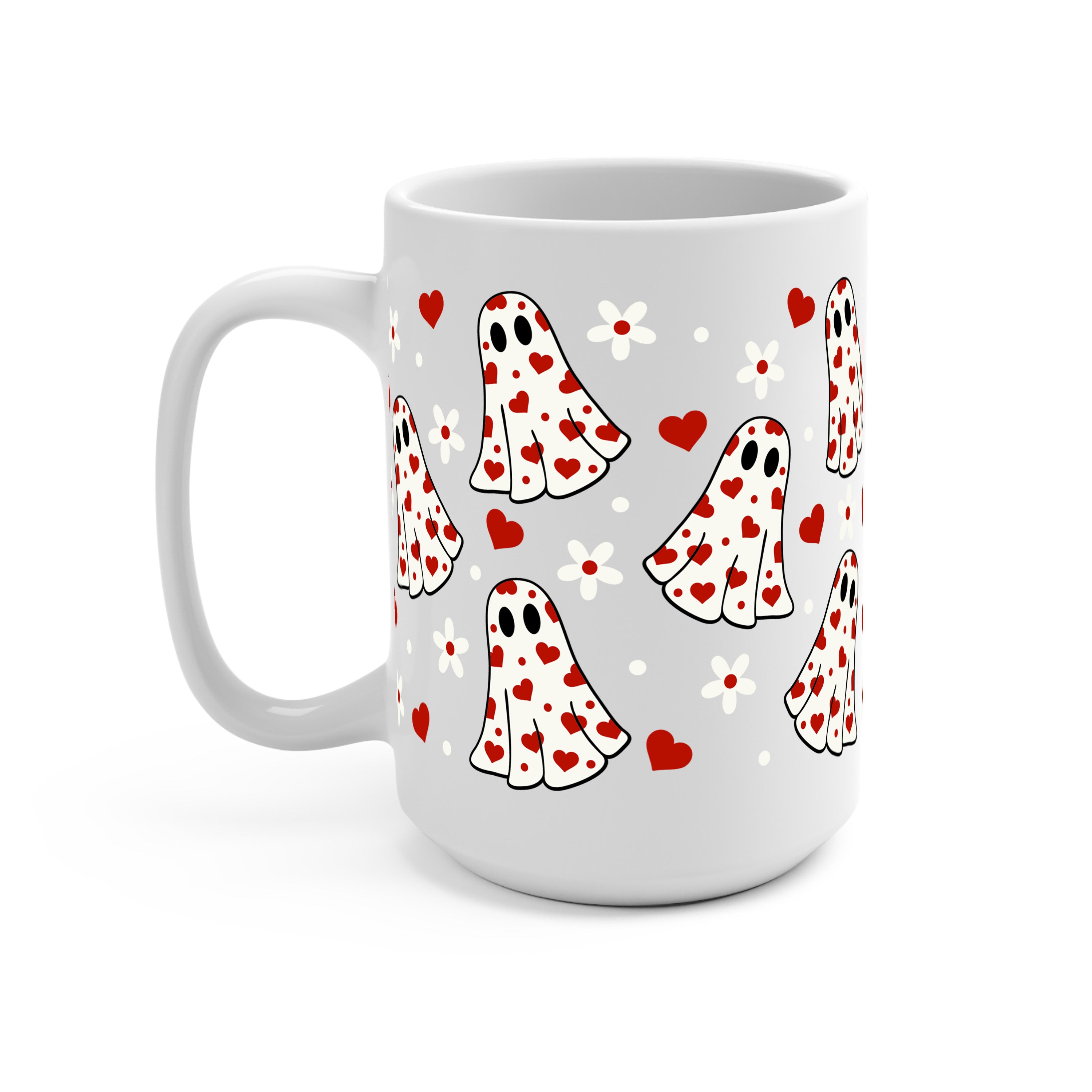 Pink Hearts Valentine Glass Cup, Mug & Tumbler with Lid and Straw
