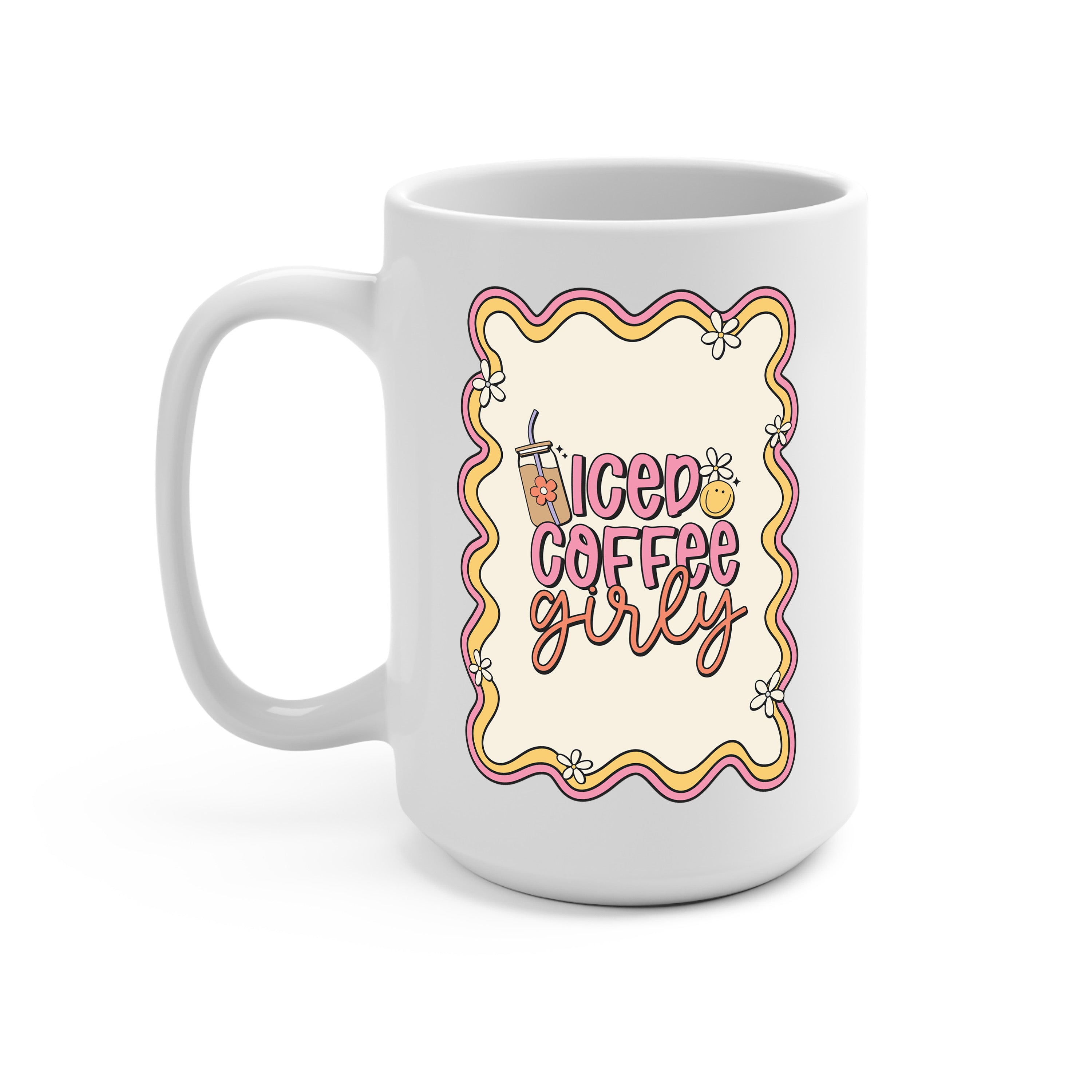 Iced Coffee Collection Glass Cup, Mug & Tumbler with Lid and Straw