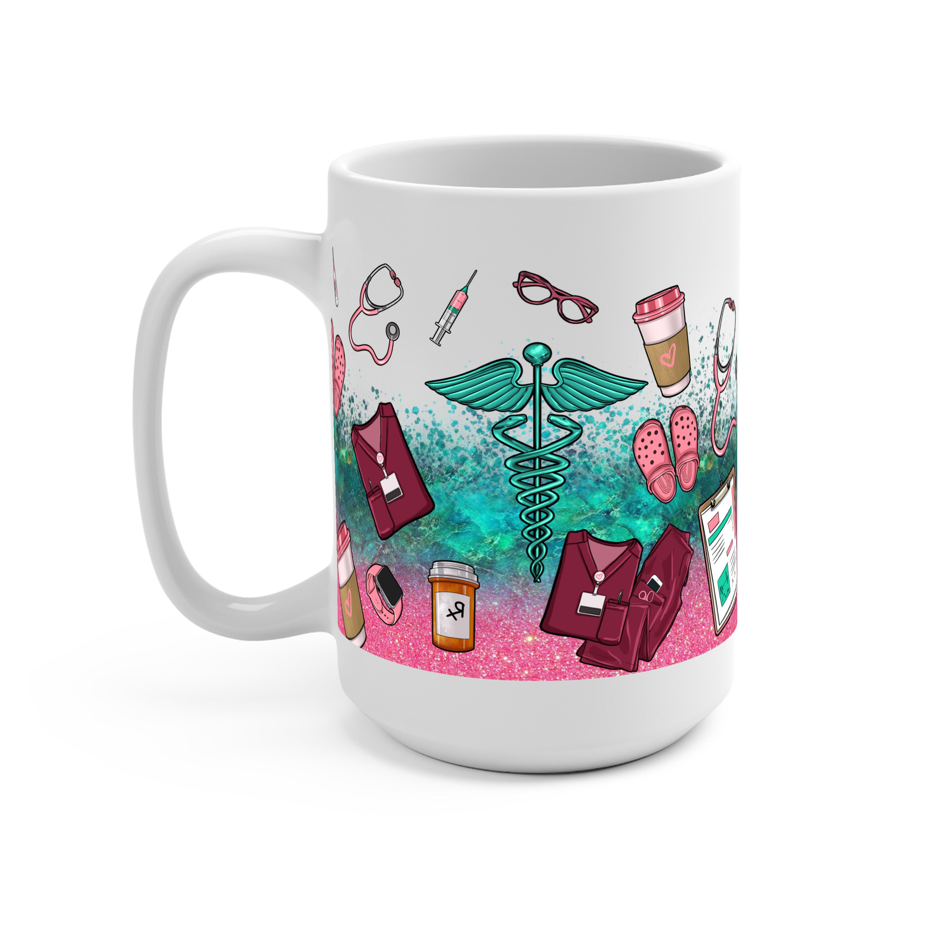 Sips & Scrubs Medical Glass Cup, Mug & Tumbler with Lid and Straw