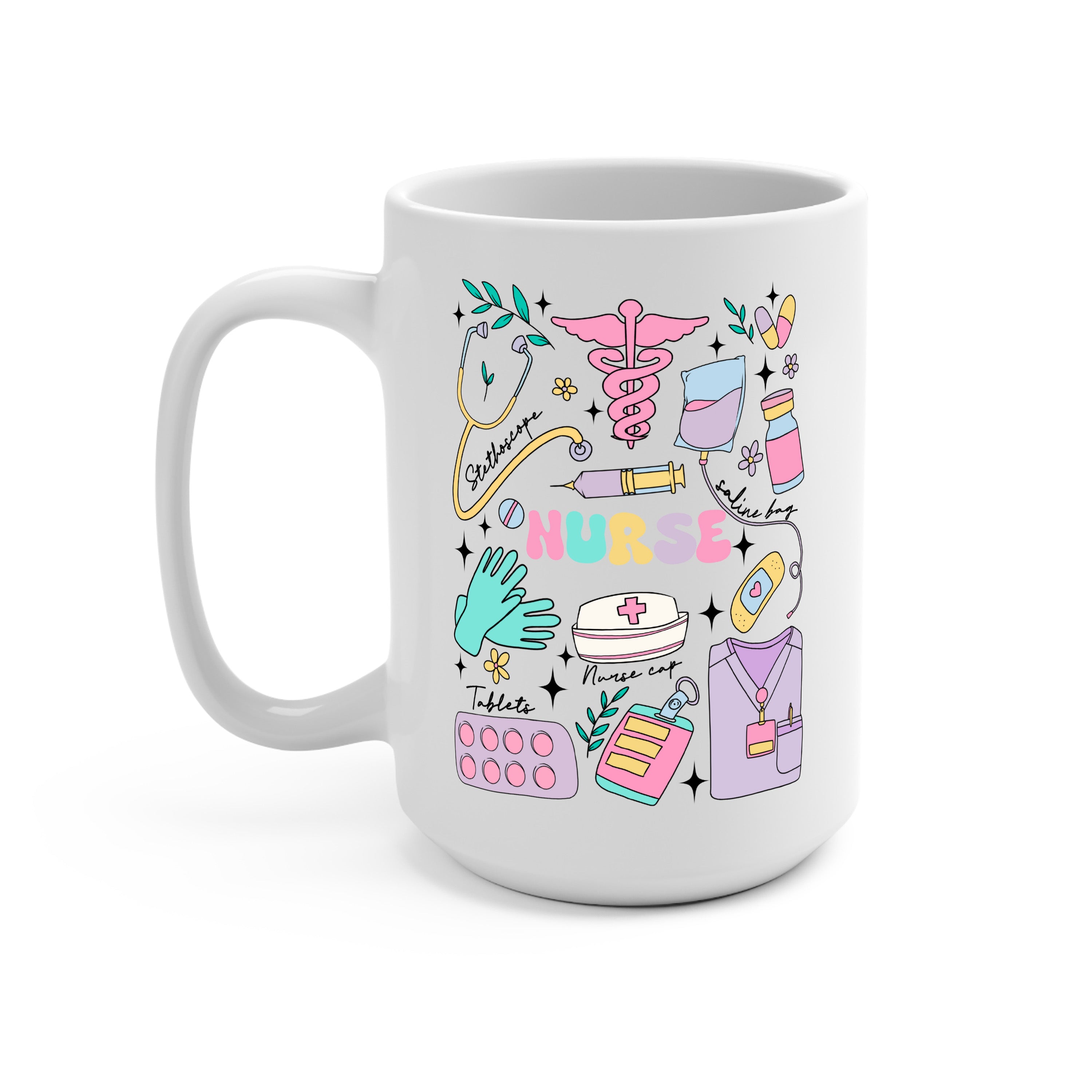 Sips And Scrubs Medical Glass Cup, Mug & Tumbler with Lid and Straw