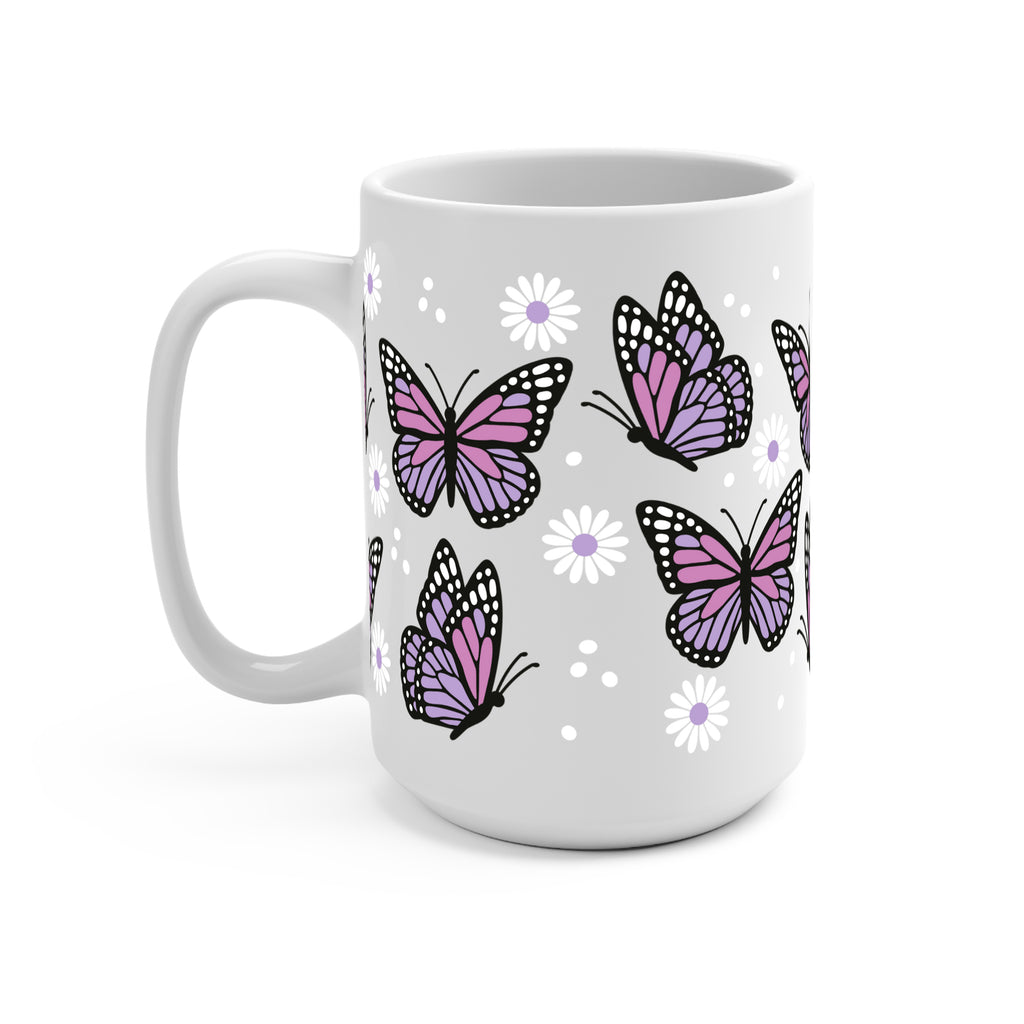 Butterfly Daisy Glass Cup, Mug & Tumbler with Lid and Straw
