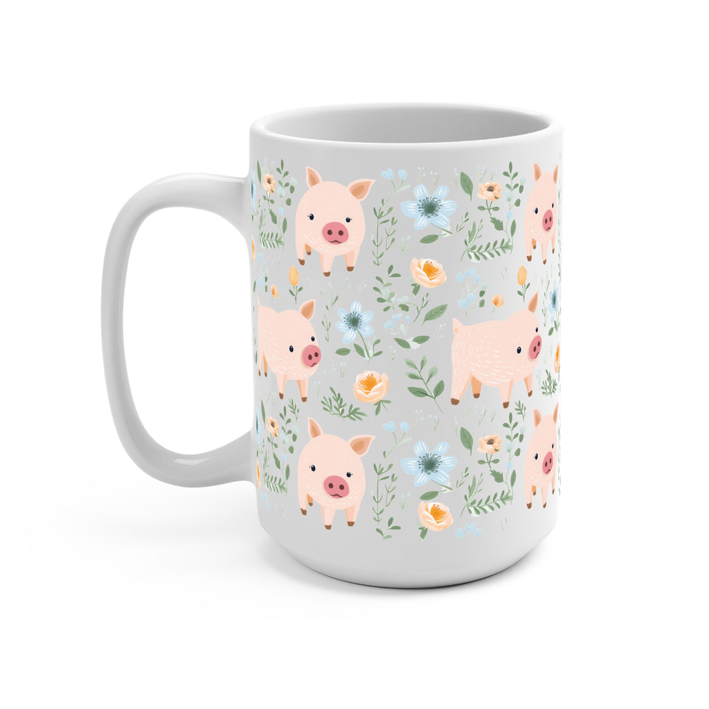 Piggies and Posies Glass Cup, Mug & Tumbler with Lid and Straw