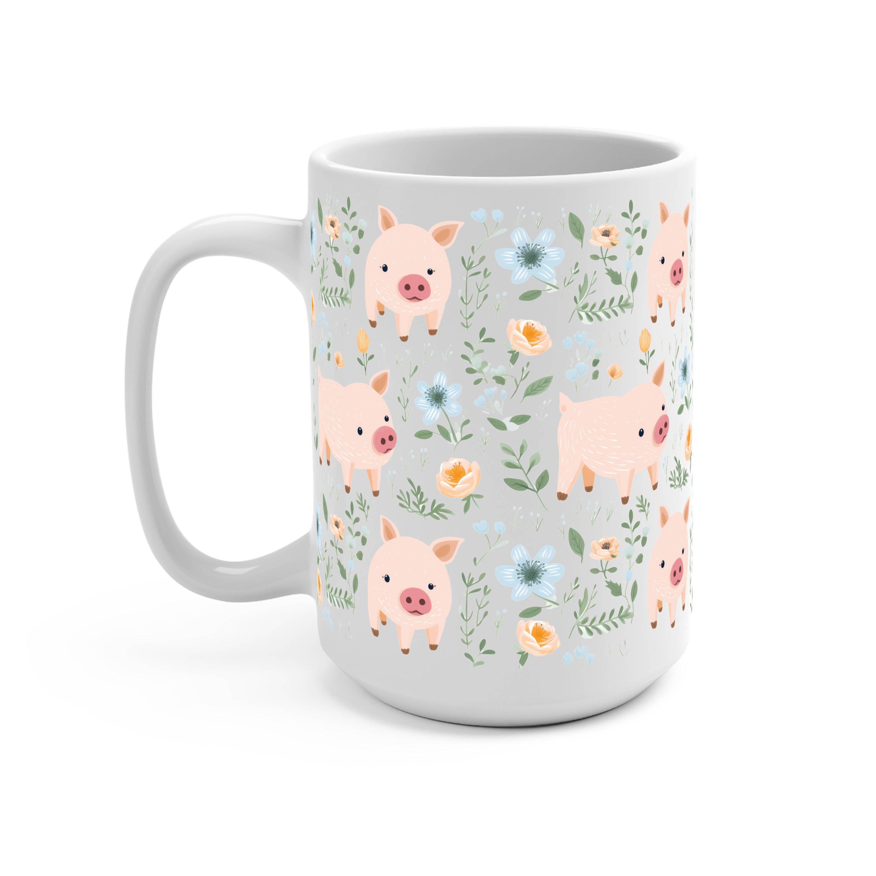 Piggies and Posies Glass Cup, Mug & Tumbler with Lid and Straw