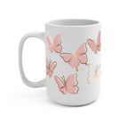 Pink Butterfly Glass Cup, Mug & Tumbler with Lid and Straw