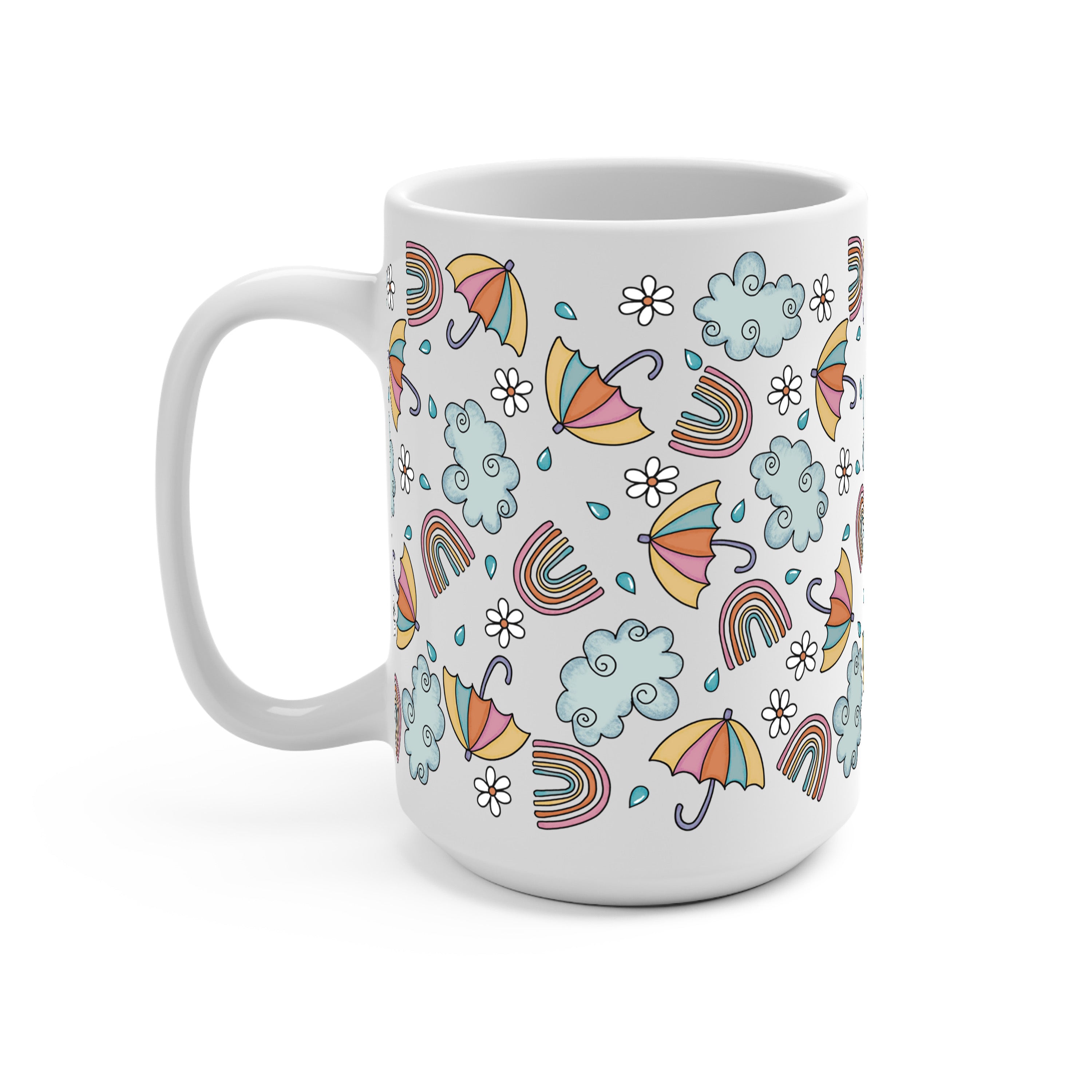 Spring Umbrella Aesthetic Glass Cup, Mug & Tumbler with Lid and Straw