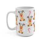 Christmas Reindeer Candy Cane Glass Cup, Mug & Tumbler with Lid and Straw
