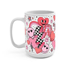 Retro Valentine Smiley Heart Glass Cup, Mug & Tumbler with Lid and Straw