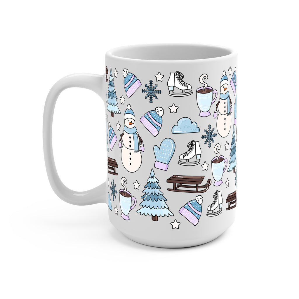 Blue Winter Glass Cup, Mug & Tumbler with Lid and Straw