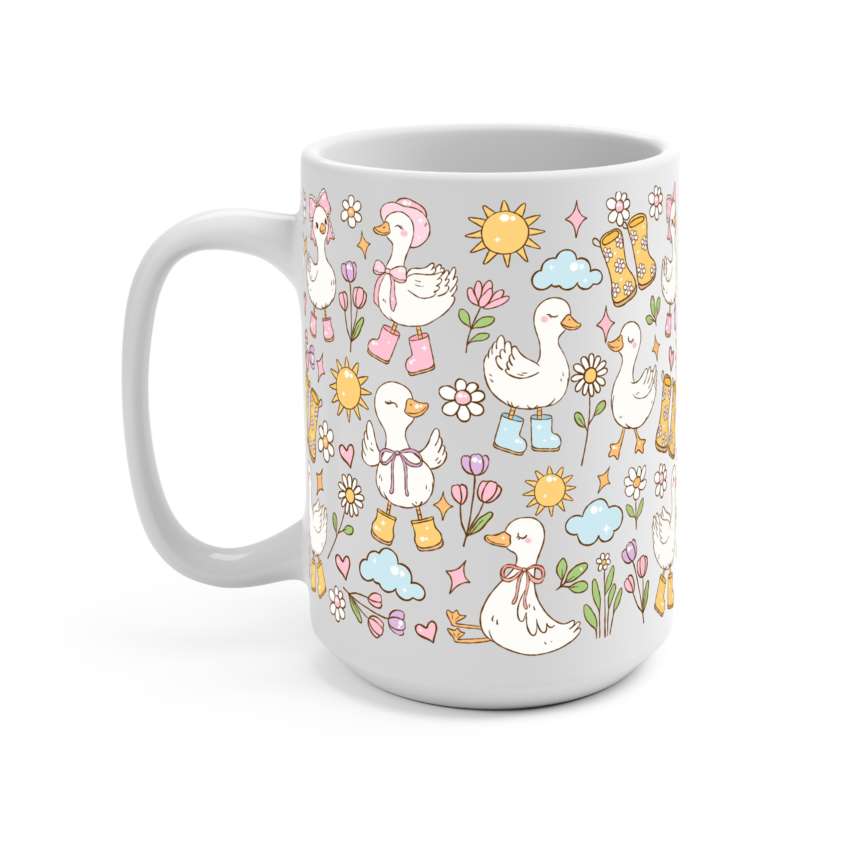 Cutie Cottage-Core Spring Goose Glass Cup, Mug & Tumbler with Lid and Straw
