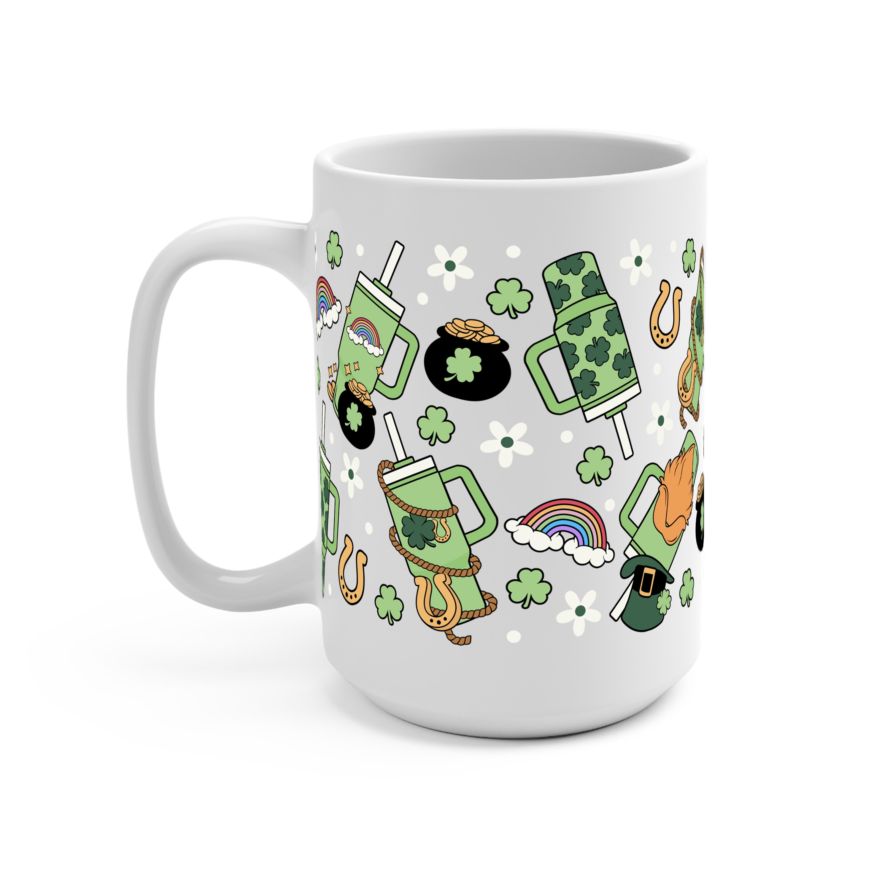 St. Patrick's Day Inspired Glass Cup, Mug & Tumbler with Lid and Straw