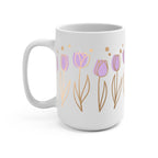 Purple Tulip Glass Cup, Mug & Tumbler with Lid and Straw