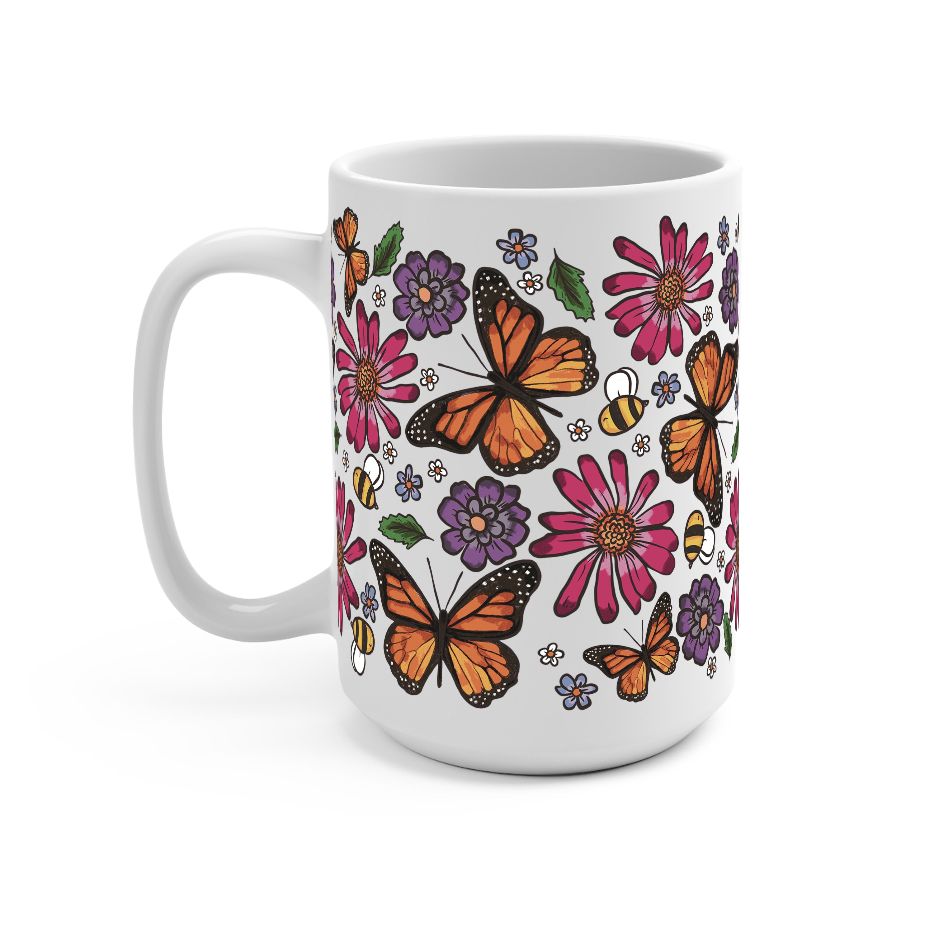 Butterfly Garden Glass Cup, Mug & Tumbler with Lid and Straw