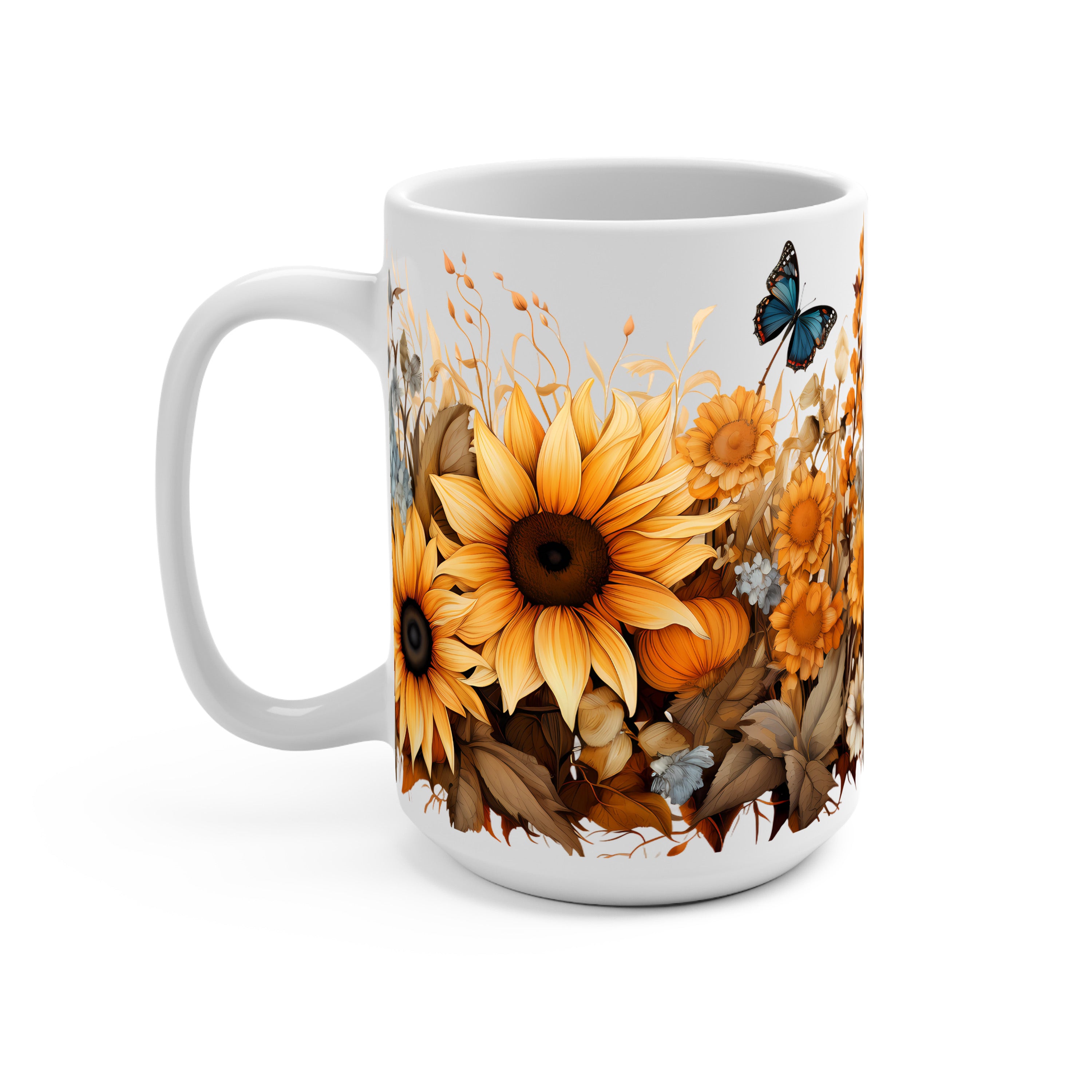 Sunflower Glass Cup, Mug & Tumbler with Lid and Straw