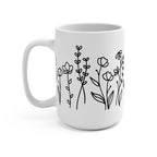 Black Wildflower Glass Cup, Mug & Tumbler with Lid and Straw