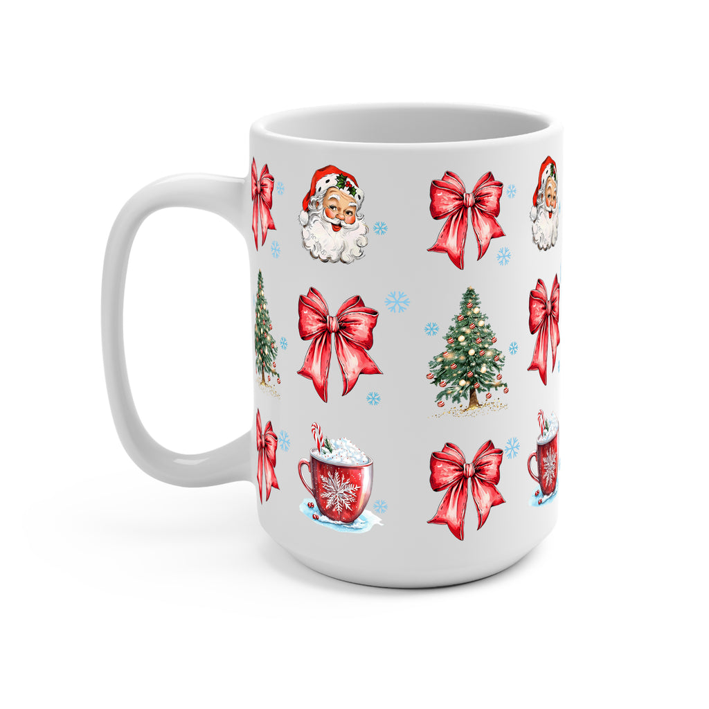 Christmas Bow Clause Glass Cup, Mug & Tumbler with Lid and Straw