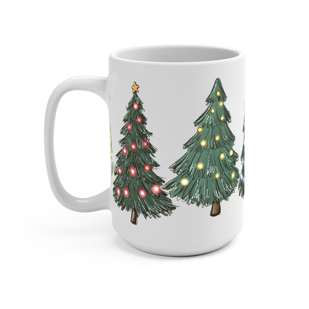 Green Christmas Trees Glass Cup, Mug & Tumbler with Lid and Straw