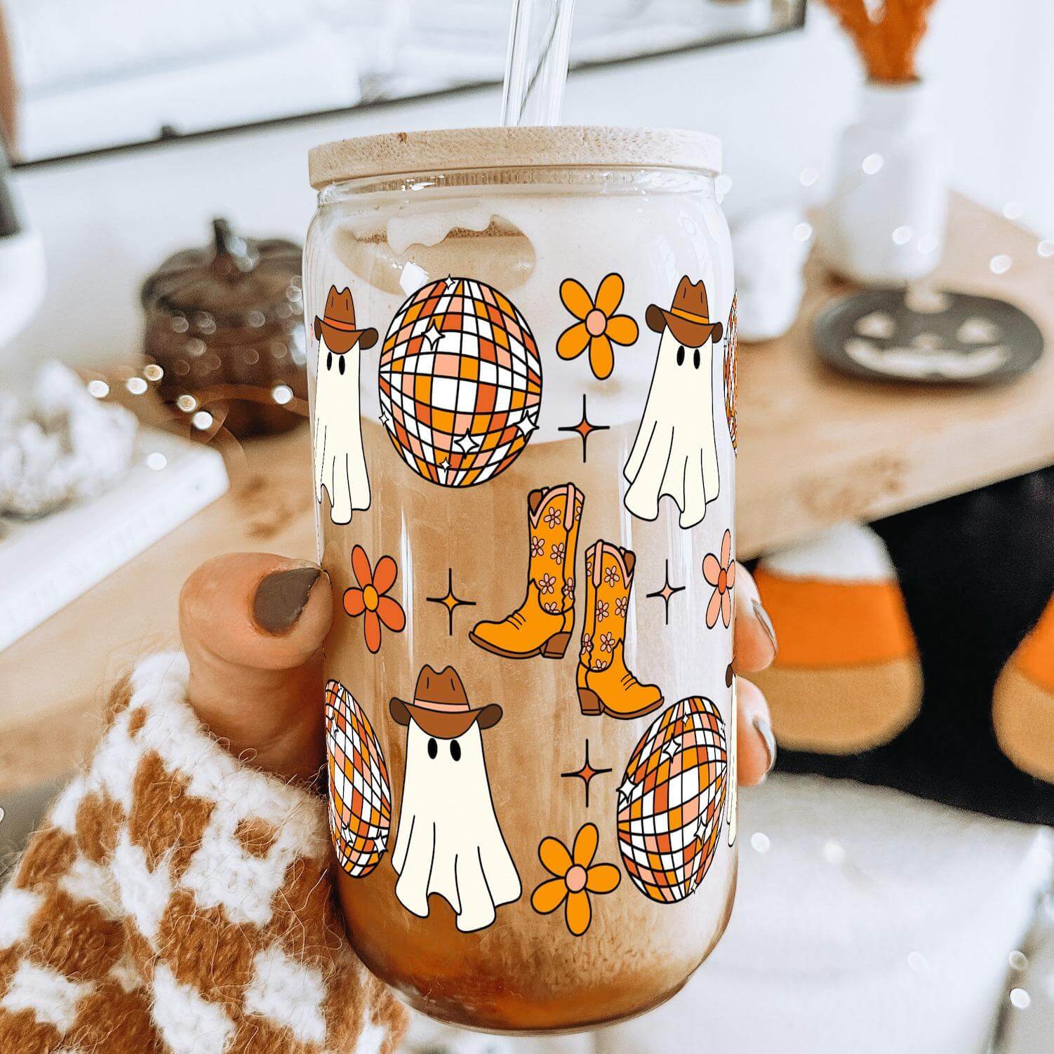 Western Disco Ghost Cup With Lid and Straw