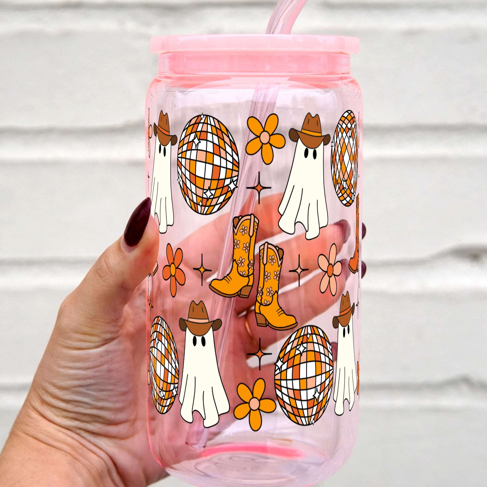 Western Disco Ghost Cup With Lid and Straw from Sip Sip Hooray – Drinkware