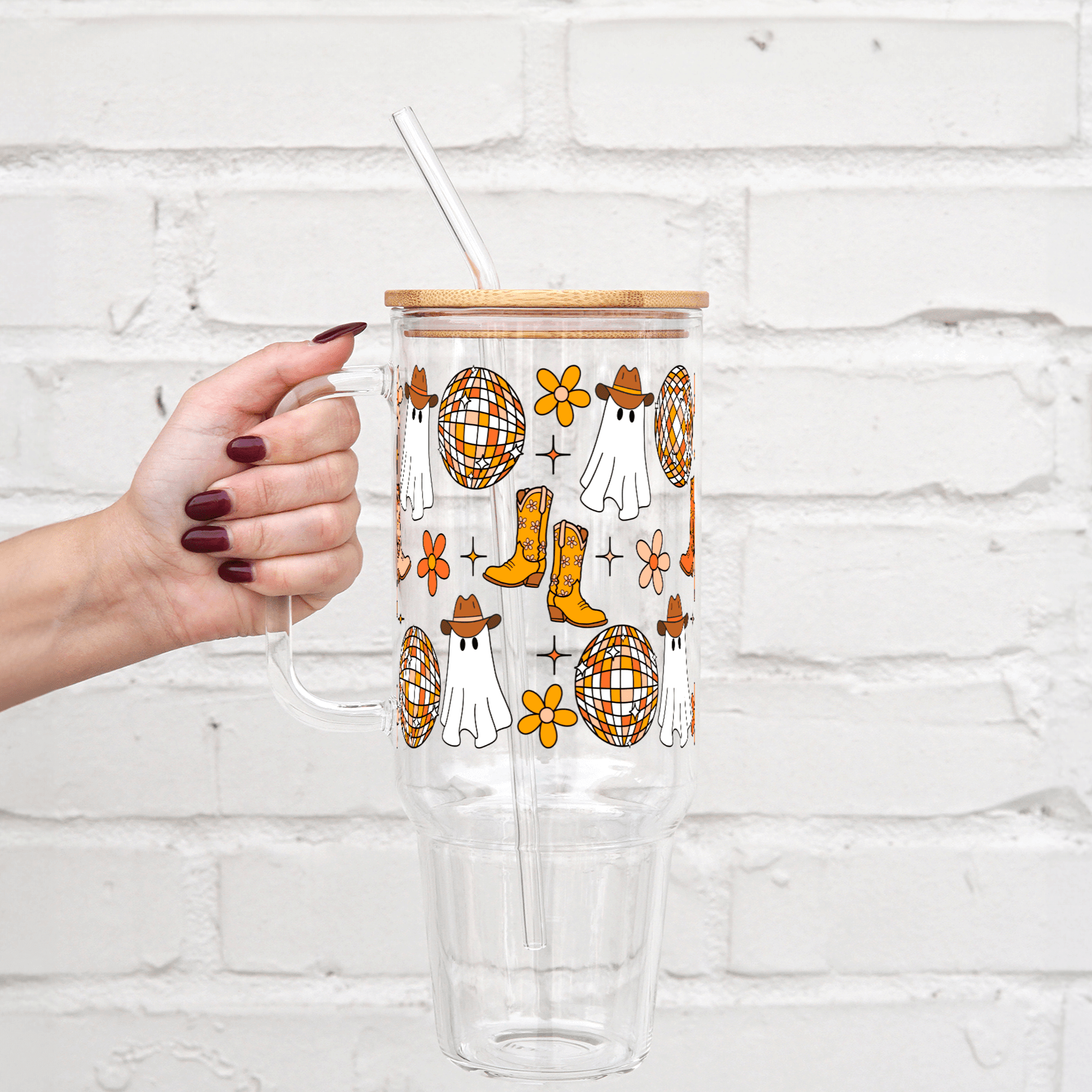 Western Ghost 40oz Glass or Plastic Tumbler With Lid and Straw from Sip Sip Hooray – Drinkware
