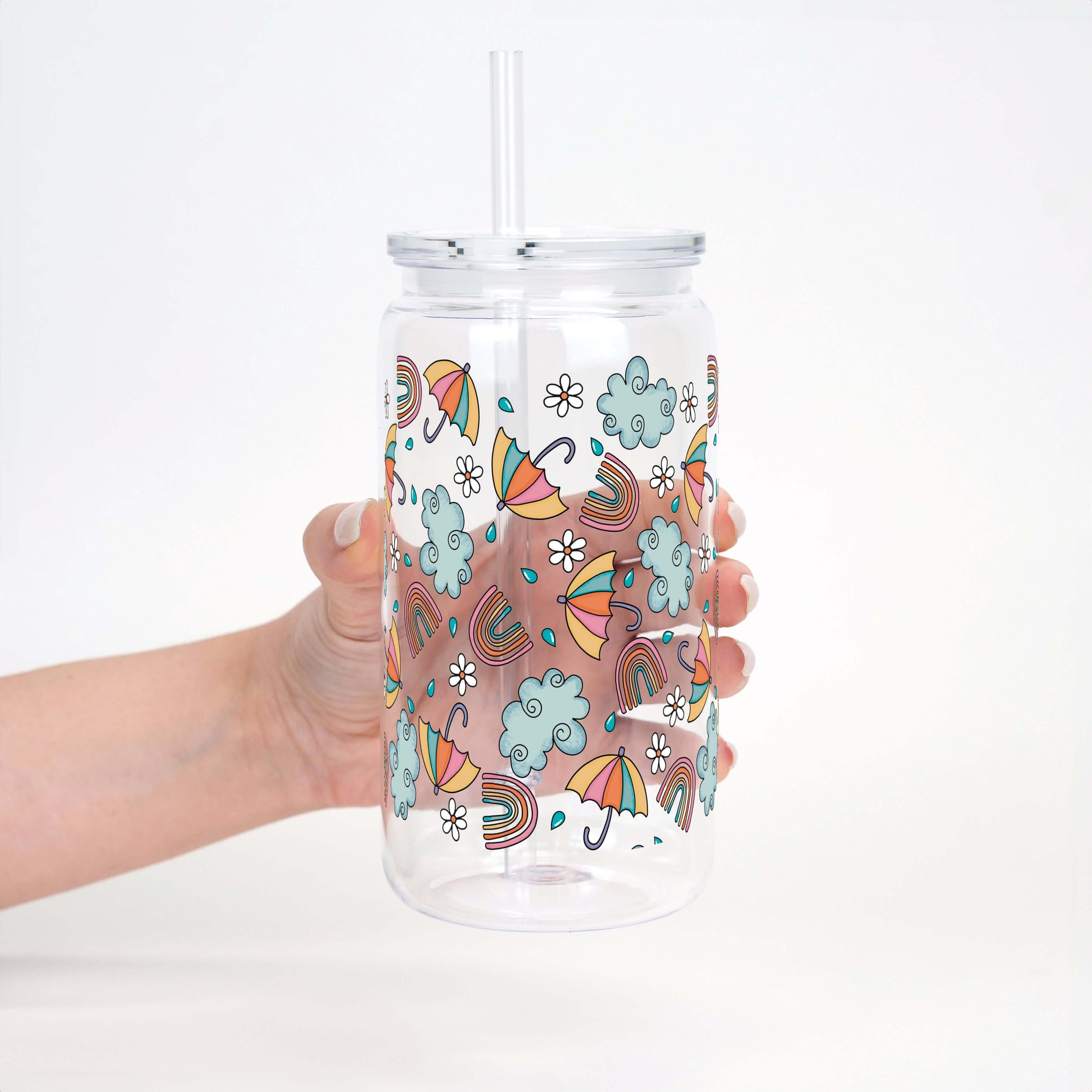 Whimsical Rainy Day Cup with Lid and Straw from Sip Sip Hooray – Tumblers