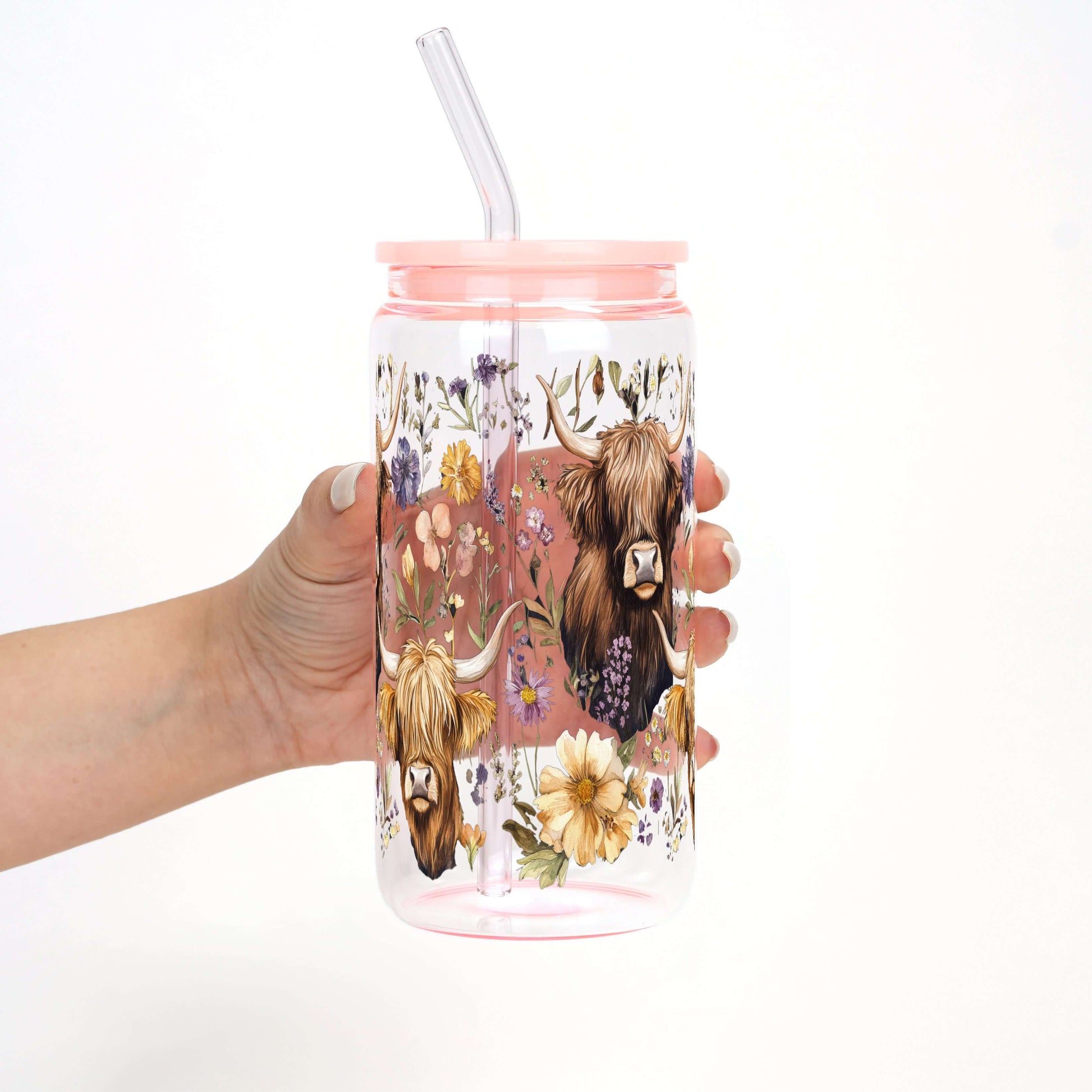 Wildflower Highland Cow With Lid and Straw from Sip Sip Hooray – Tumblers
