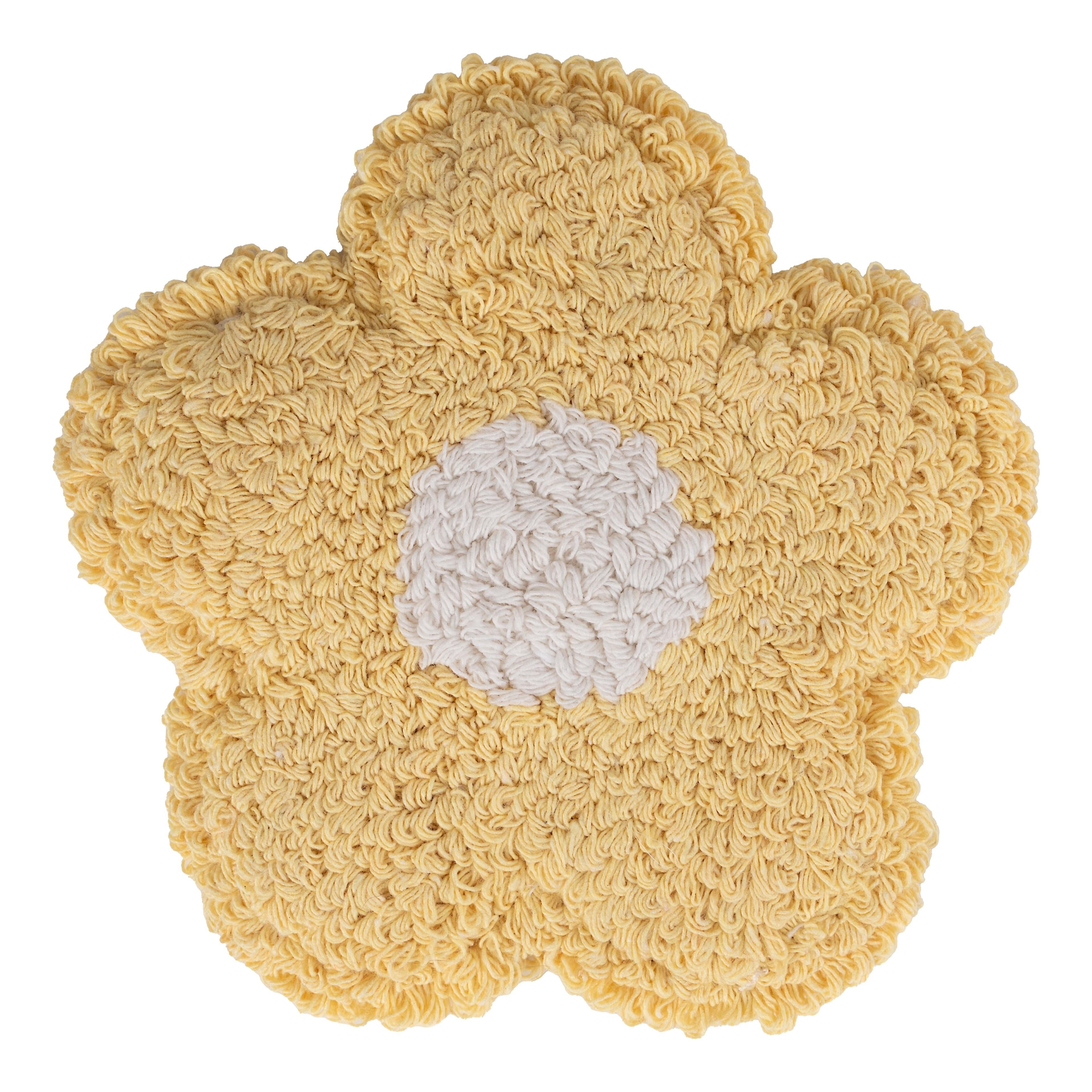 Butter Daisy Mug Rug, Tufted Coaster, Retro Floral Coffee Bar Decor