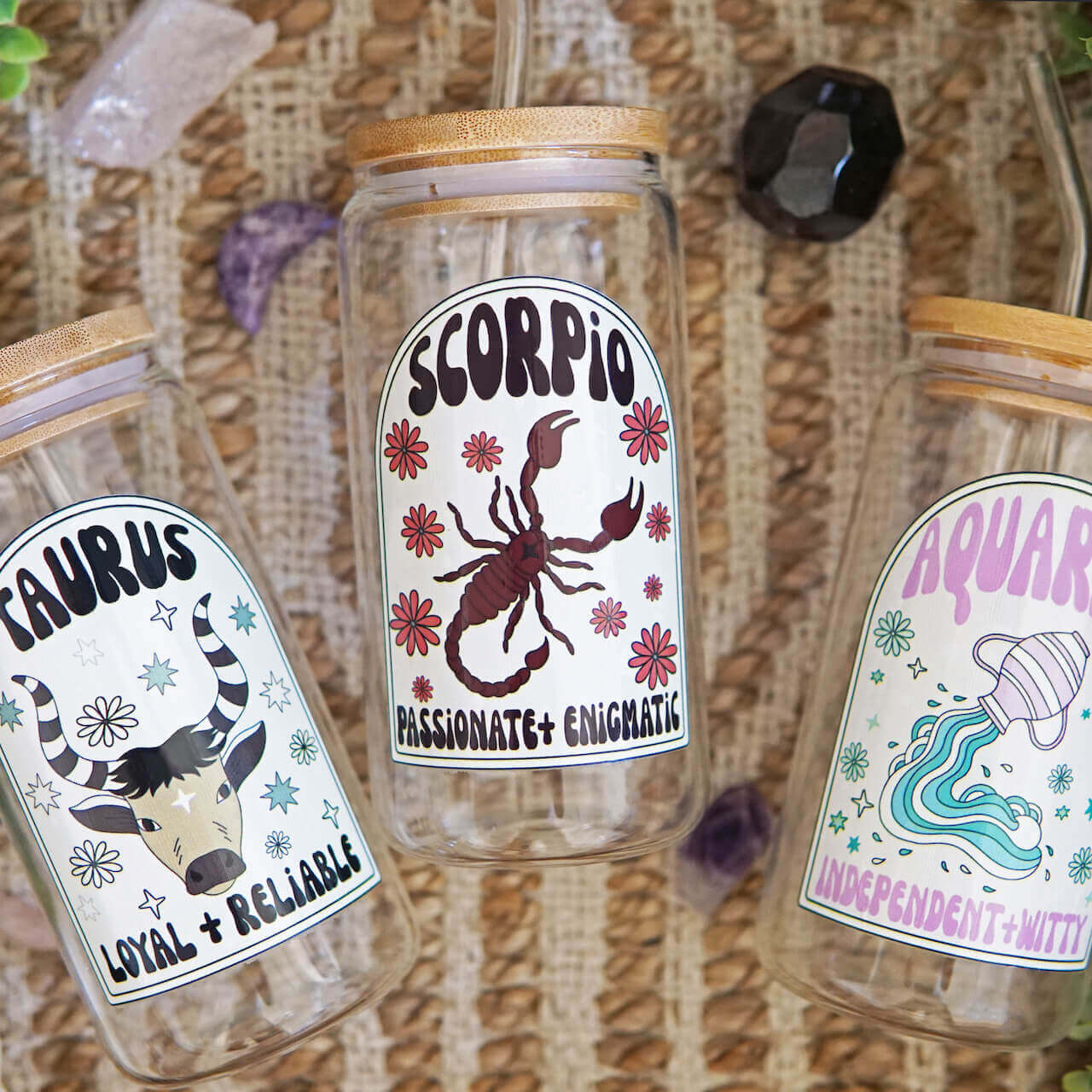 Zodiac Astrology Horoscope Cup With Lid and Straw