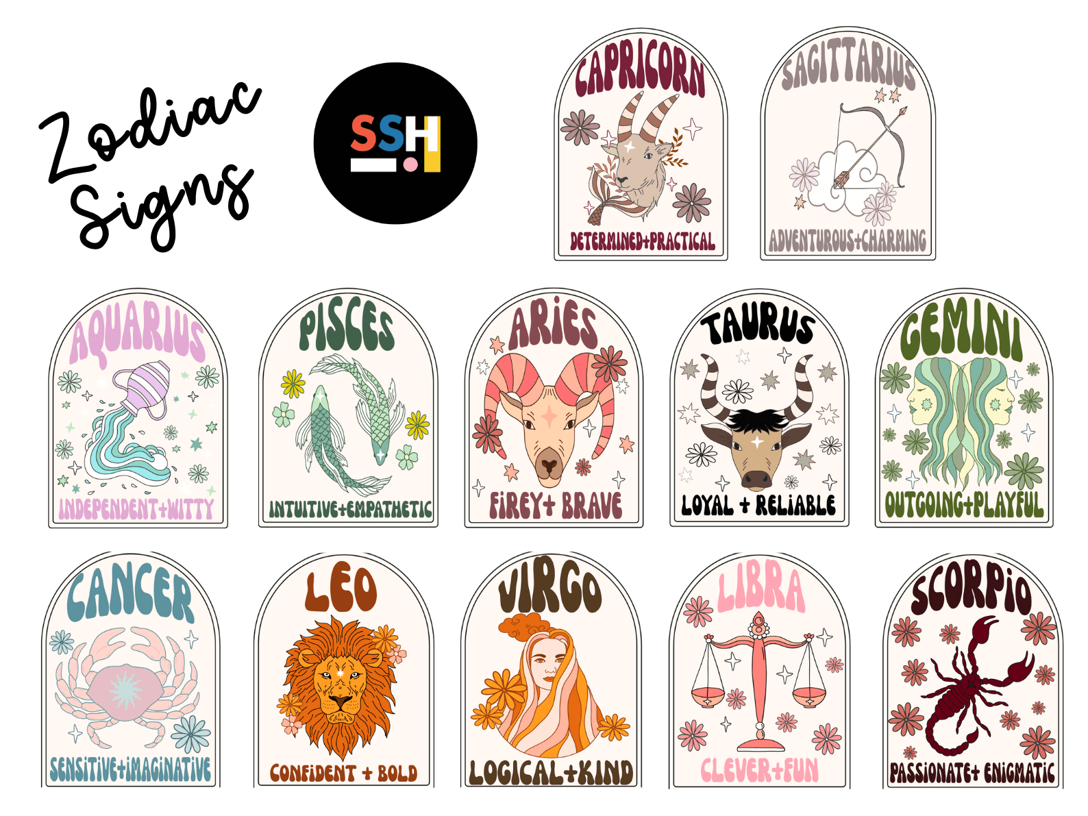 Zodiac Astrology Horoscope Cup With Lid and Straw from Sip Sip Hooray – Drinkware