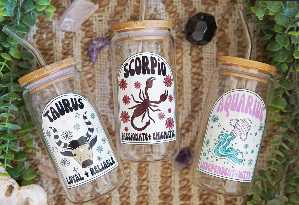 Zodiac Astrology Horoscope Cup With Lid and Straw from Sip Sip Hooray – Drinkware